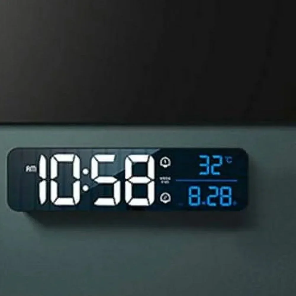 LED Music Mirror Alarm Clock | Black | Wireless | Digital Display | NIB